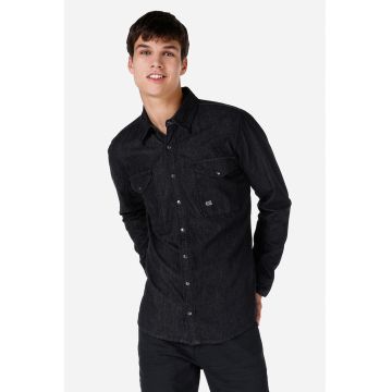 Camasa din denim cu capse - Negru