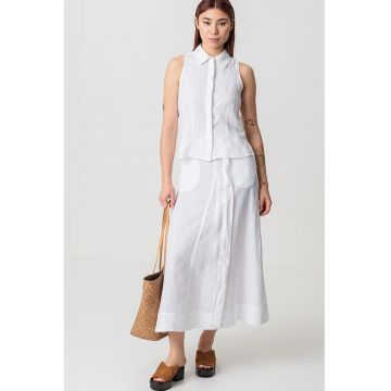 Camasa din in fara maneci - Alb murdar