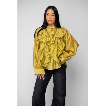 Camasa femei cu volane Mustard Yellow 20043 - Galben