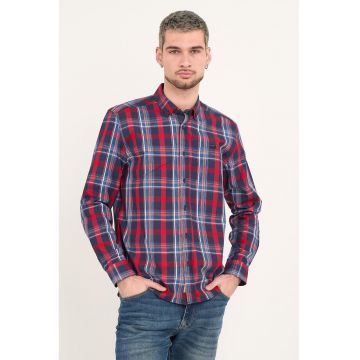 Camasa in carouri cu maneci lungi - Rosu/Bleumarin