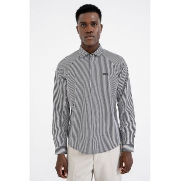 Camasa in dungi cu maneci raglan lungi - Alb/Negru