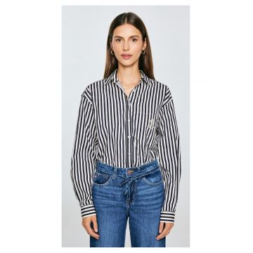 Camasa lejera cu imprimeu in dungi Tina - Crem/Bleumarin