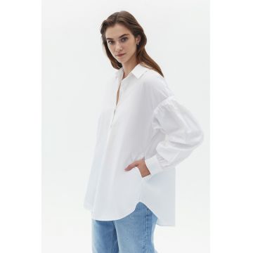 Camasa lejera cu maneci bufante - Alb optic