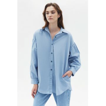 Camasa lejera cu maneci bufante - Albastru deschis
