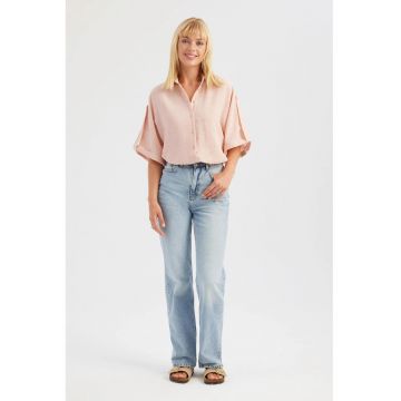 Camasa lejera dama  textil - maneca scurta - Roz