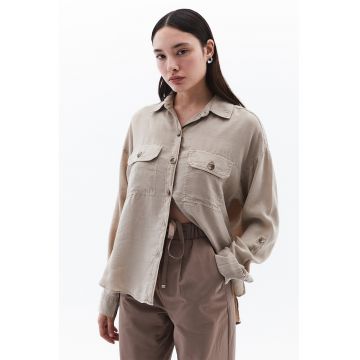 Camasa lejera din lyocell - Maro taupe deschis