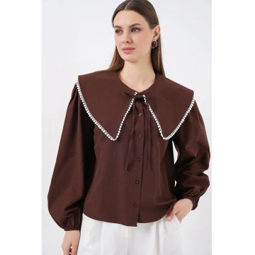 Camasa  Poplin - maro - bumbac