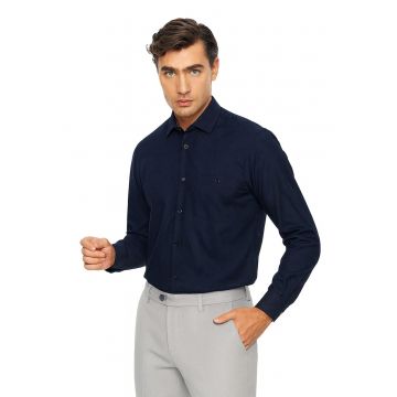 Camasa regular fit cu buzunar pe piept - Bleumarin