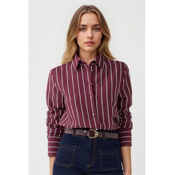 Camasa regular-fit cu dungi - Alb/Visiniu