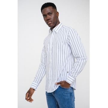 Camasa regular fit cu dungi Relegant - Albastru ultramarin/Alb optic/Albastru deschis