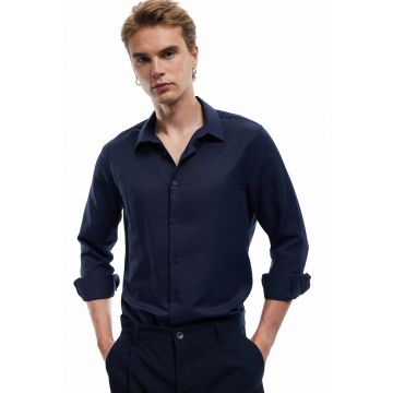 Camasa regular fit din amestec de bumbac - Albastru ultramarin