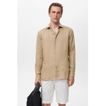 Camasa regular-fit din in - Maro camel