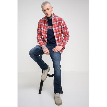 Camasa regular fit in carouri - Rosu/Bleumarin