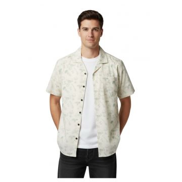 Camasa relaxed fit cu maneca scurta si imprimeu botanic Aloha