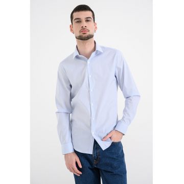 Camasa slim-fit cu dungi discrete - Alb/Albastru