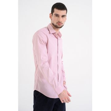 Camasa slim-fit cu dungi - Rosu/Roz prafuit