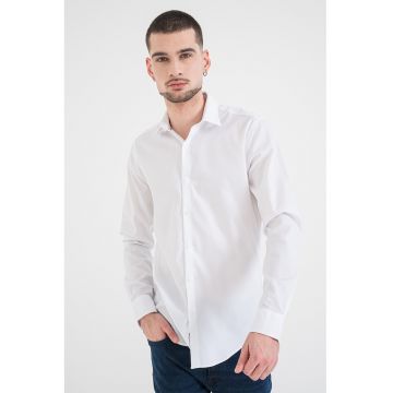 Camasa slim-fit cu model uni - Alb