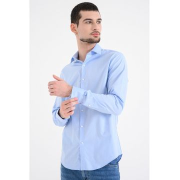 Camasa slim-fit cu model uni - Albastru deschis