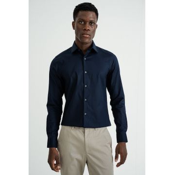 Camasa slim-fit cu model uni - Albastru ultramarin