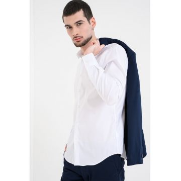Camasa slim-fit din amestec de bumbac - Alb optic