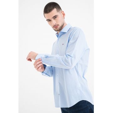 Camasa slim fit din amestec de bumbac - Albastru glaciar