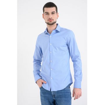 Camasa slim-fit din amestec de bumbac - Gri deschis/Albastru deschis