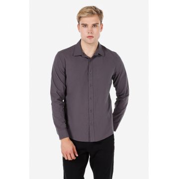 Camasa slim fit din bumbac - Maro inchis