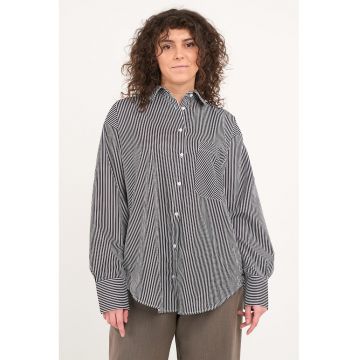 Camasa supradimensionata cu dungi - Bleumarin