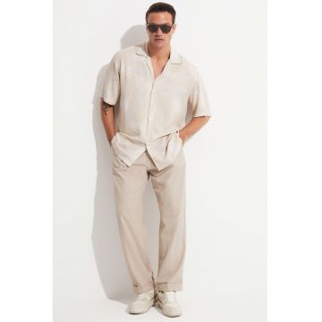 Camasa supradimensionata cu imprimeu - Bej deschis