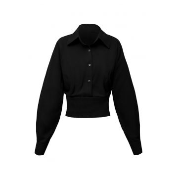 Camasa tip corset cu maneci lungi Obsidian - Negru