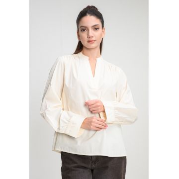 Camasa-tunica din bumbac organic cu croiala lejera - Maro nisip