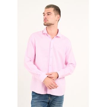 Camasa uni din bumbac cu guler clasic - Roz pastel