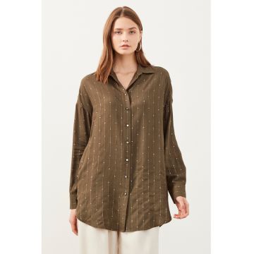 Camasa vaporoasa cu guler clasic - Maro inchis