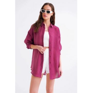 Camasi dama -  camasa supradimensionata - roz magenta - textil