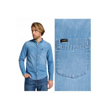 Camasa Barbati -  Button Down - Regular Fit - Design Clasic - Maneci Lungi - Cu Guler - Cu Nasturi - Bumbac - 2XL INTL - Albastru