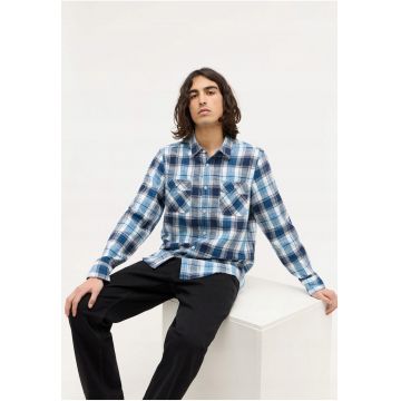 Camasa Barbati -  Eastbridge - Regular Fit - Design Clasic - Maneci Lungi - Cu Guler - Cu Nasturi - Bumbac - Albastru - Albastru