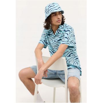 Camasa Barbati -  Layton - Regular Fit - Design Clasic - Maneci Scurti - Cu Guler - Cu Nasturi - Bumbac - Albastru - Albastru