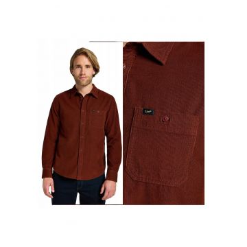 Camasa Barbati -  Leesure Shirt - Regular Fit - Design Clasic - Maneci Lungi - Cu Guler - Cu Nasturi - Bumbac - M INTL - Rosu