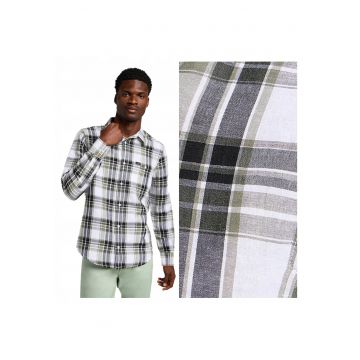 Camasa Barbati -  Leesure Shirt - Regular Fit - Maneci Lungi - Cu Nastuwqfwqri - Design Clasic - Bumbac - M - Verde - Verde