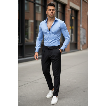 Camasa barbati slim fit albastra B8180