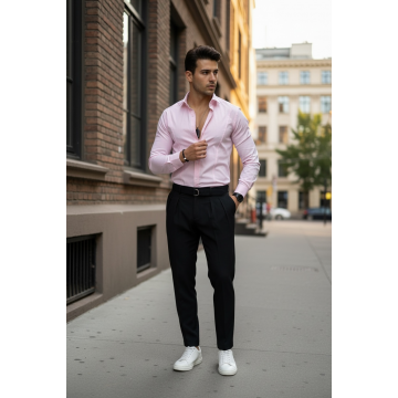 Camasa barbati slim fit roz B8182