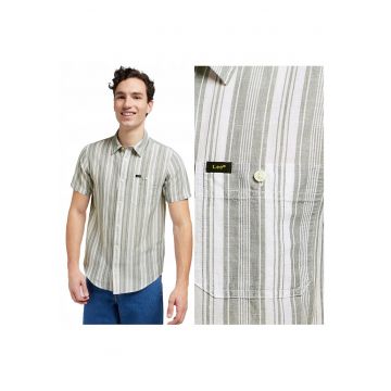 Camasa Barbati -  SS Leesure Shirt - Regular Fit - Design Clasic - Maneci Scurti - Cu Guler - Cu Nasturi - Bumbac - XL INTL - Verde