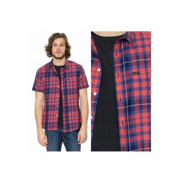 Camasa Barbati -  SS Shirt - Regular Fit - Design Clasic - Maneci Lungi - Cu Guler - Cu Nasturi - Bumbac - M INTL - Rosu