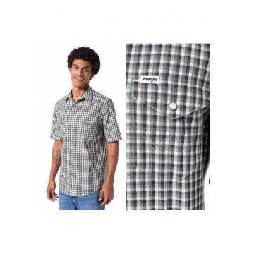 Camasa Barbati -  SS Western Shirt - Regular Fit - Design Clasic - Maneci Lungi - Cu Guler - Cu Nasturi - Bumbac - M INTL - Verde