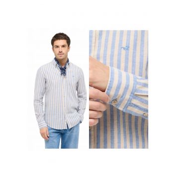 Camasa Barbati -  Style Rawlins - Regular Fit - Design Clasic - Maneci Lungi - Cu Guler - Cu Nasturi - Bumbac - M INTL - Albastru