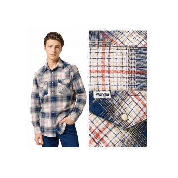 Camasa Barbati -  Western Shirt - Regular Fit - Design Clasic - Maneci Lungi - Cu Guler - Cu Nasturi - Bumbac - S INTL - Multicolor