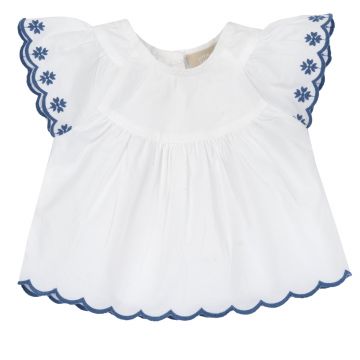 Camasa copii Chicco din poplin, Alb cu albastru, 01857-70MFCO