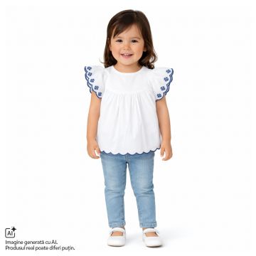 Camasa copii Chicco din poplin, Alb cu albastru, 01857-70MFCO