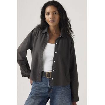 Camasa crop din bumbac - Gri inchis