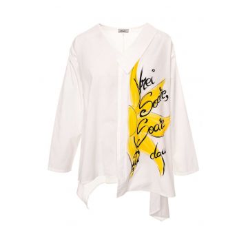 Camasa cu croiala asimetrica - pictata manual Soare